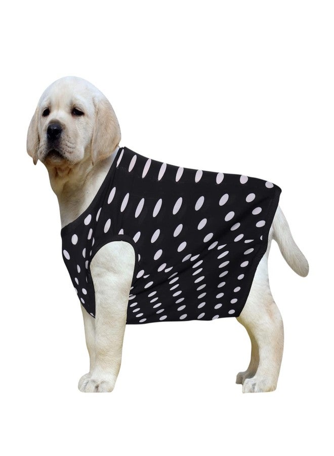 Western Era Funky Soft Cotton Dog T-Shirt | Comfortable & Breathable Dog Clothing | Stylish Sleeveless Vest Pet Outfit (Polka Black) (Small - 14inches) - Image 1